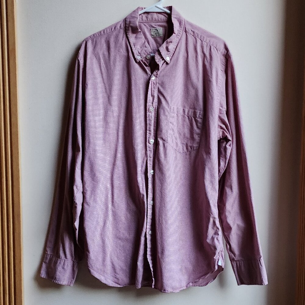 J.Crew Red/White Micro-Checked Casual Button Down Shirt Size Large